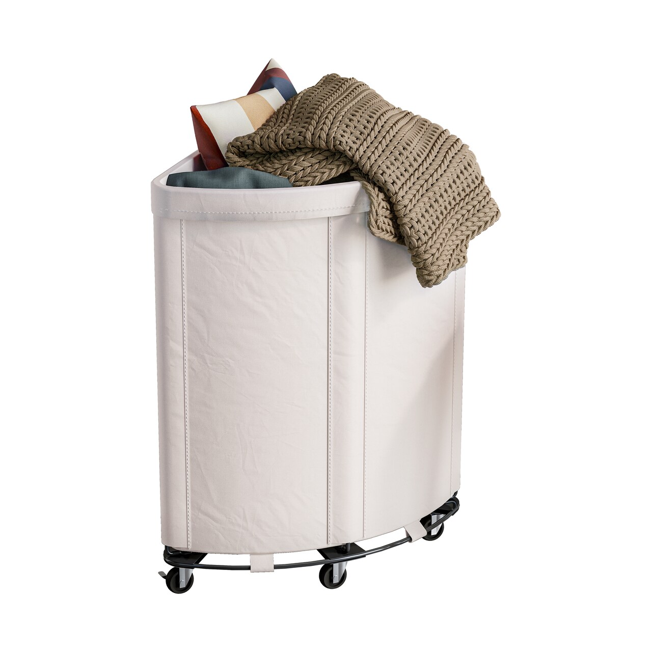 Seville Classics Heavy-Duty Rolling Corner Hamper, 24.0” W x 17.7” D x 29.8” H